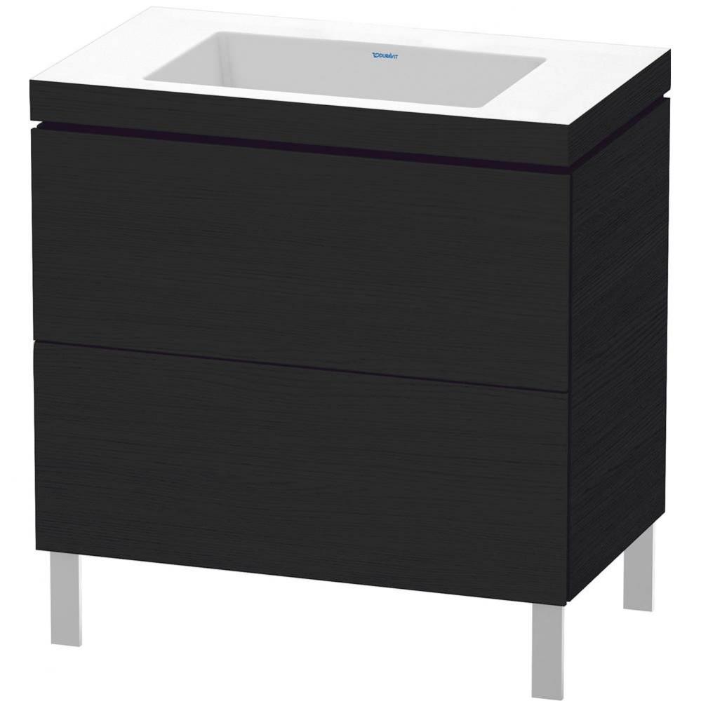 L-Cube Two Drawer C-Bonded Floorstanding Vanity Kit Oak Black