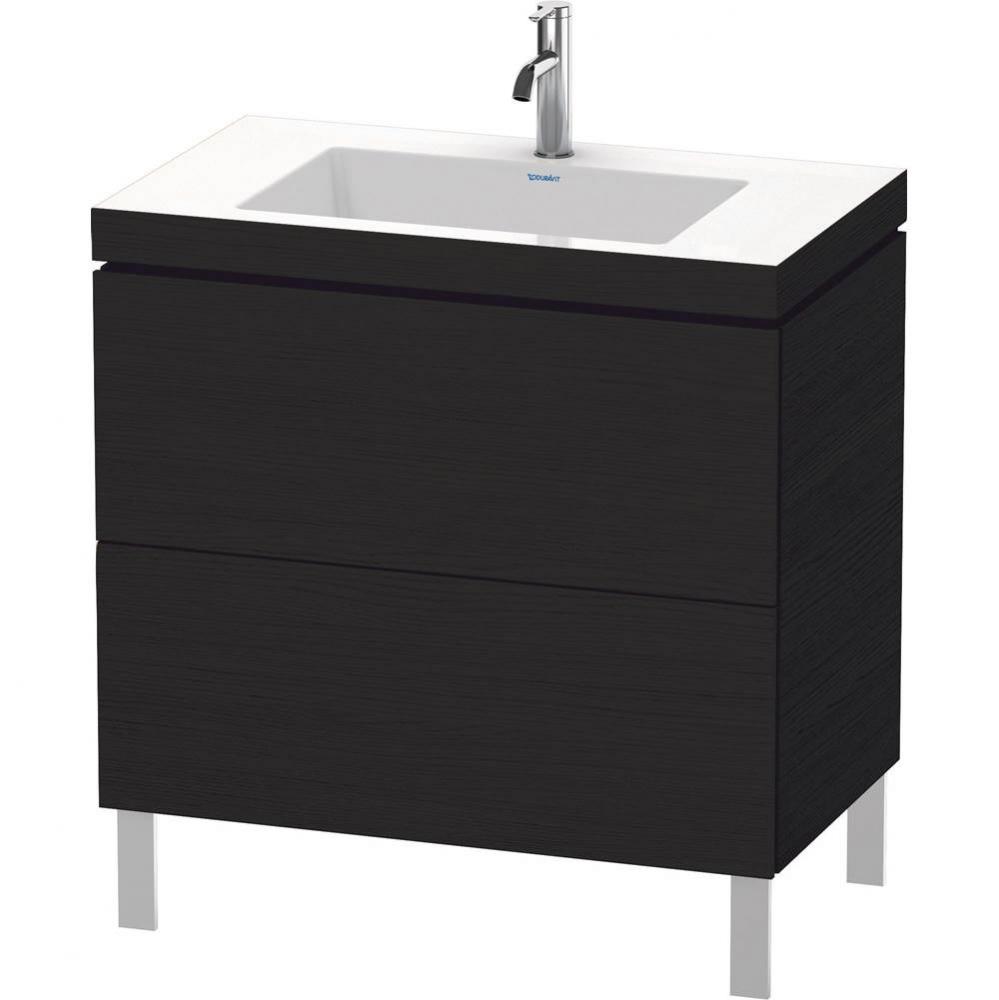 L-Cube Two Drawer C-Bonded Floorstanding Vanity Kit Oak Black