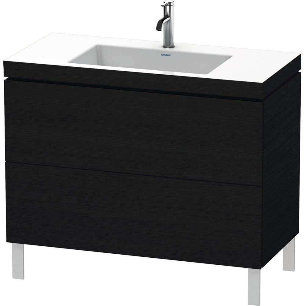 L-Cube Two Drawer C-Bonded Floorstanding Vanity Kit Oak Black