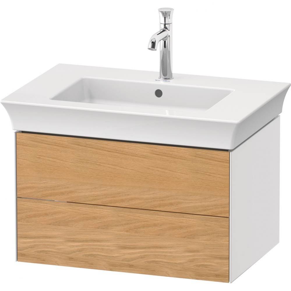 White Tulip Wall-Mounted Vanity Unit Natural Oak Solid/White High Gloss