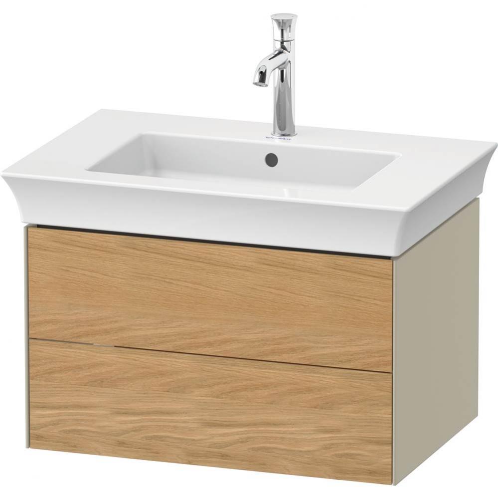 White Tulip Wall-Mounted Vanity Unit Natural Oak Solid/Taupe High Gloss