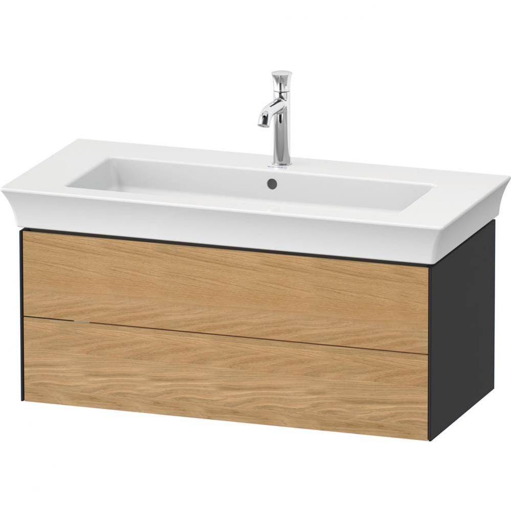 White Tulip Wall-Mounted Vanity Unit Natural Oak Solid/Graphite Satin Matte