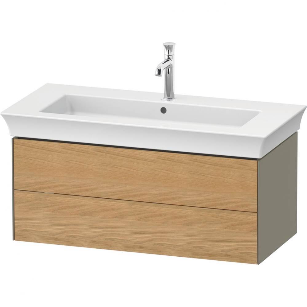 White Tulip Wall-Mounted Vanity Unit Natural Oak Solid/Stone Gray High Gloss