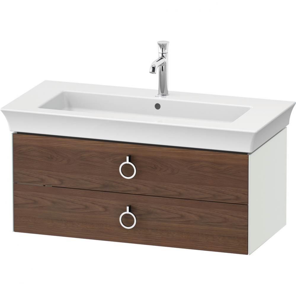 White Tulip Wall-Mounted Vanity Unit American Walnut Solid/White Satin Matte