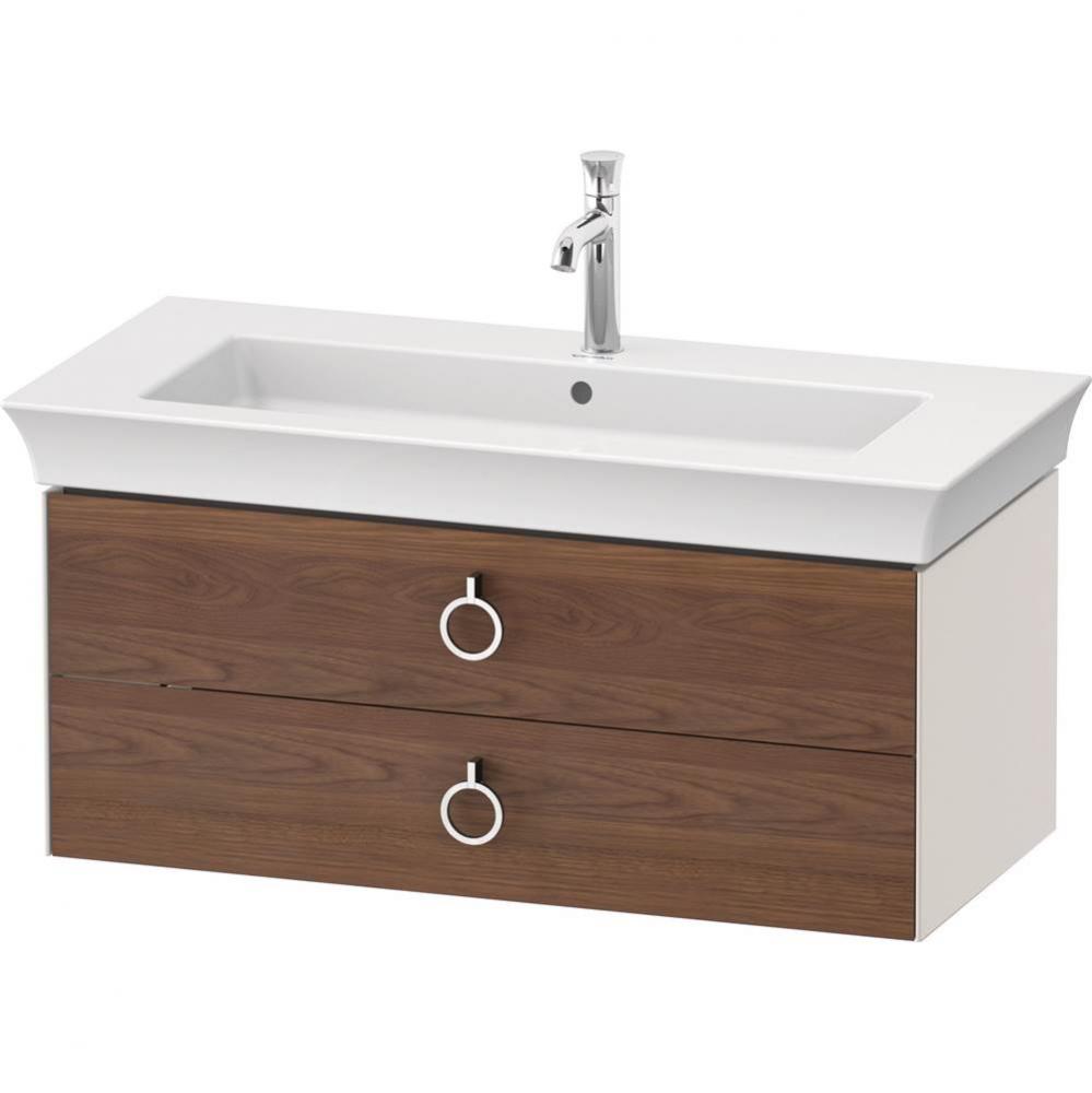 White Tulip Wall-Mounted Vanity Unit American Walnut Solid/Nordic White Satin Matte