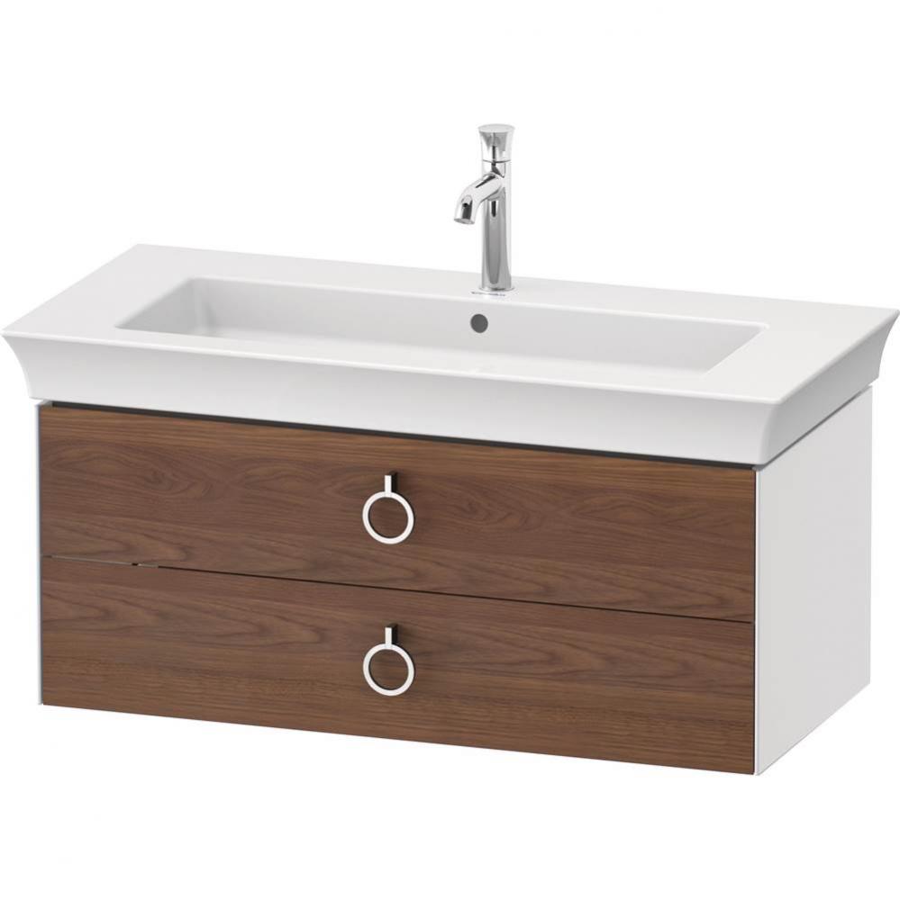 White Tulip Wall-Mounted Vanity Unit American Walnut Solid/White High Gloss