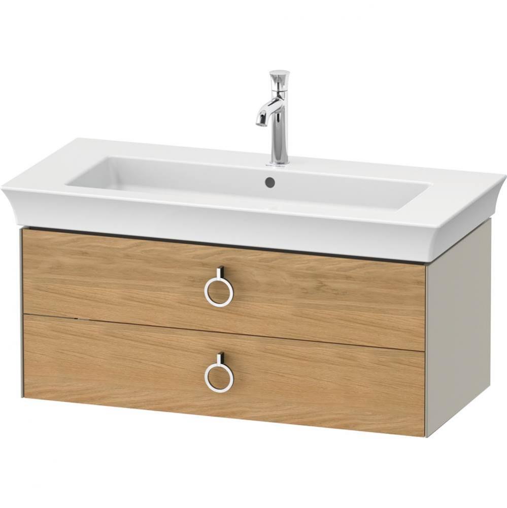 White Tulip Wall-Mounted Vanity Unit Natural Oak Solid/Taupe Satin Matte