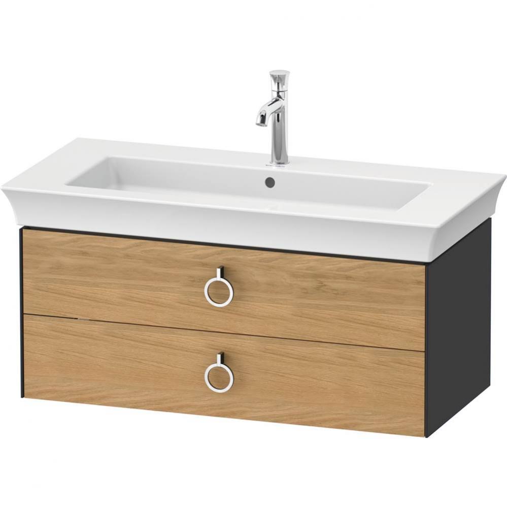 White Tulip Wall-Mounted Vanity Unit Natural Oak Solid/Graphite High Gloss