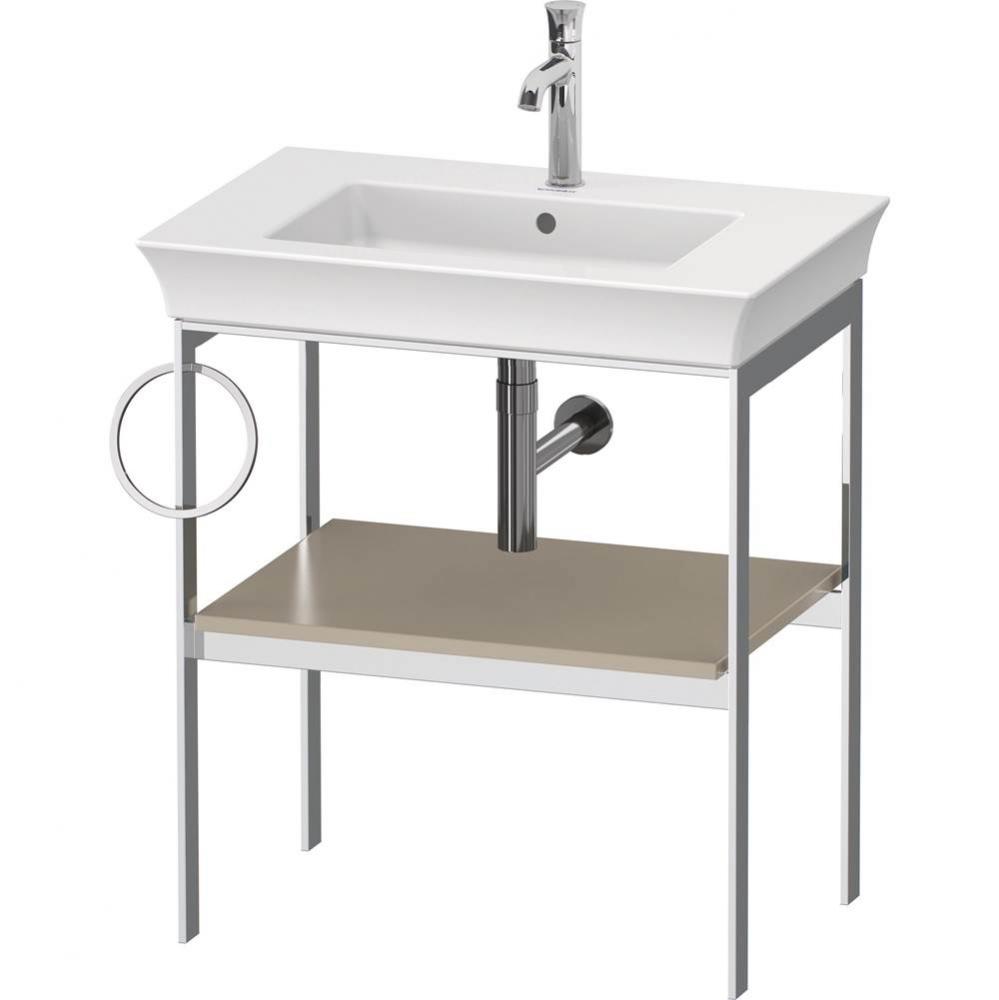 White Tulip Floorstanding Metal Console Taupe Satin Matte