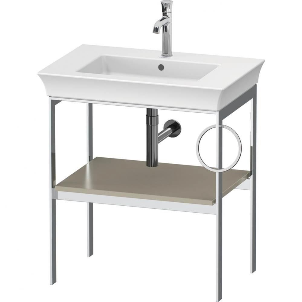 White Tulip Floorstanding Metal Console Taupe Satin Matte