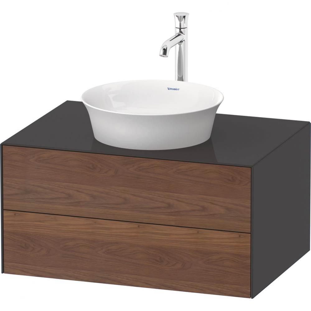 White Tulip Wall-Mounted Vanity Unit American Walnut Solid/Graphite High Gloss