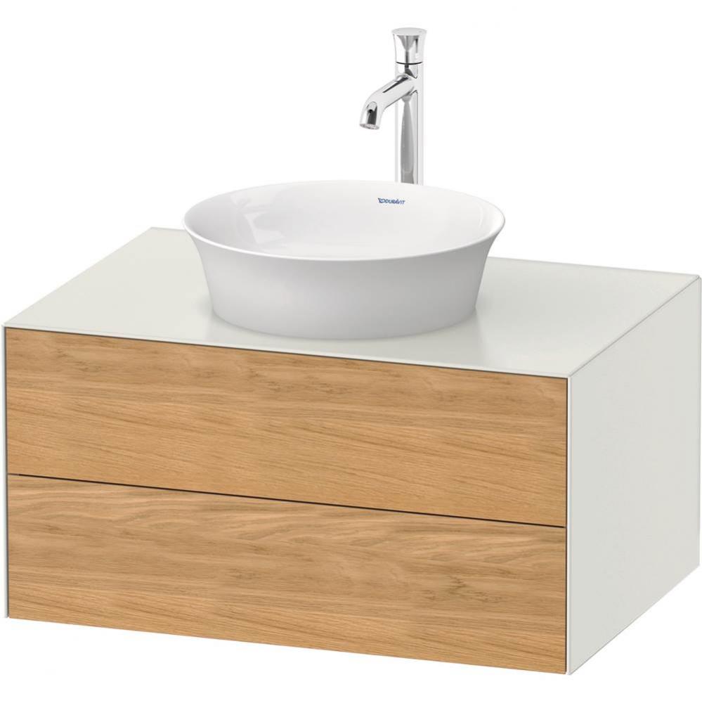 White Tulip Wall-Mounted Vanity Unit Natural Oak Solid/White Satin Matte