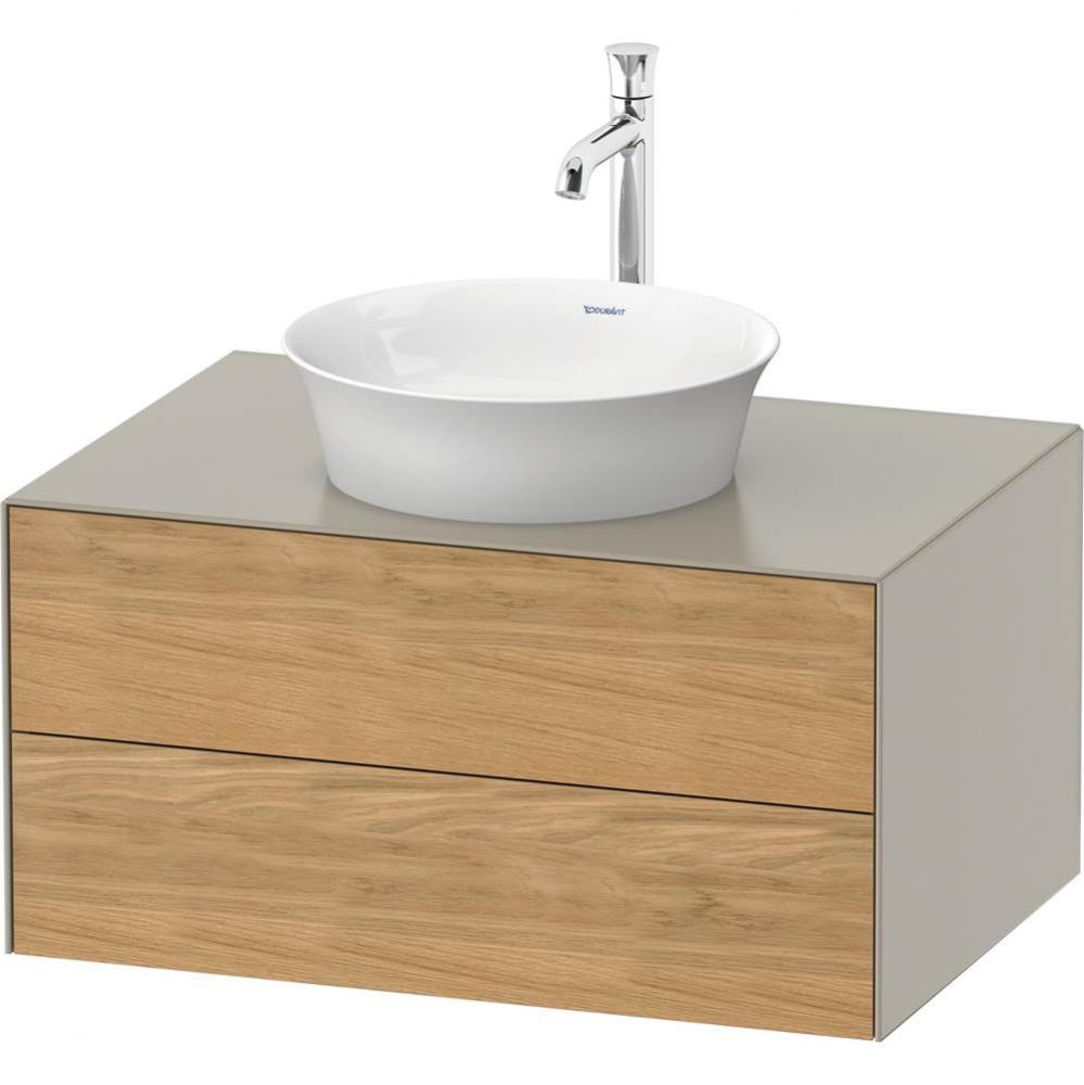 White Tulip Wall-Mounted Vanity Unit Natural Oak Solid/Taupe Satin Matte