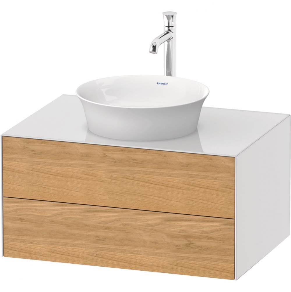 White Tulip Wall-Mounted Vanity Unit Natural Oak Solid/White High Gloss