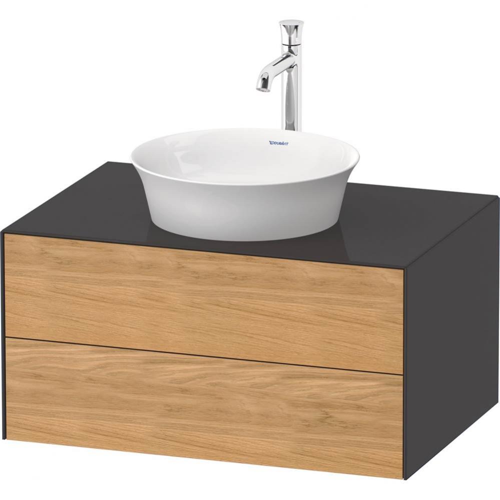 White Tulip Wall-Mounted Vanity Unit Natural Oak Solid/Graphite High Gloss