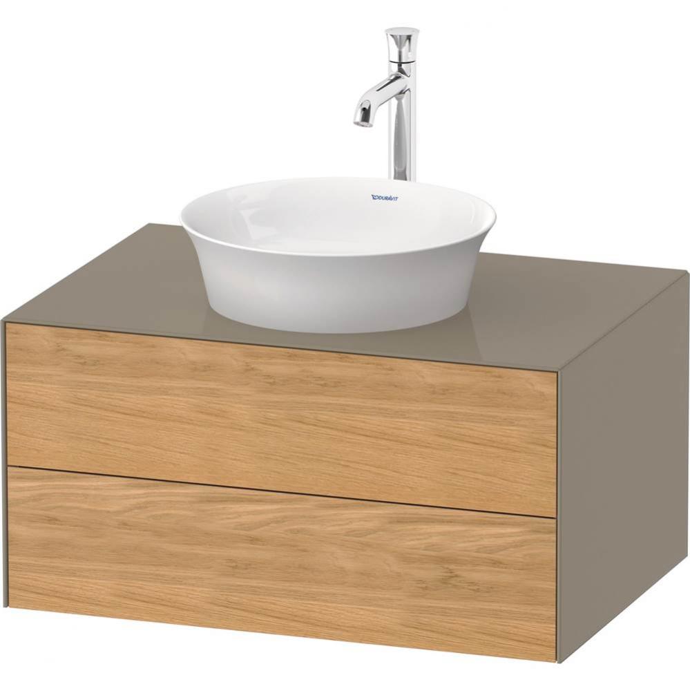 White Tulip Wall-Mounted Vanity Unit Natural Oak Solid/Stone Gray High Gloss