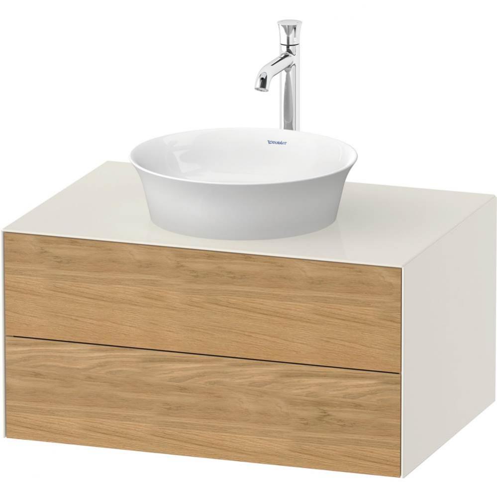 White Tulip Wall-Mounted Vanity Unit Natural Oak Solid/Nordic White High Gloss