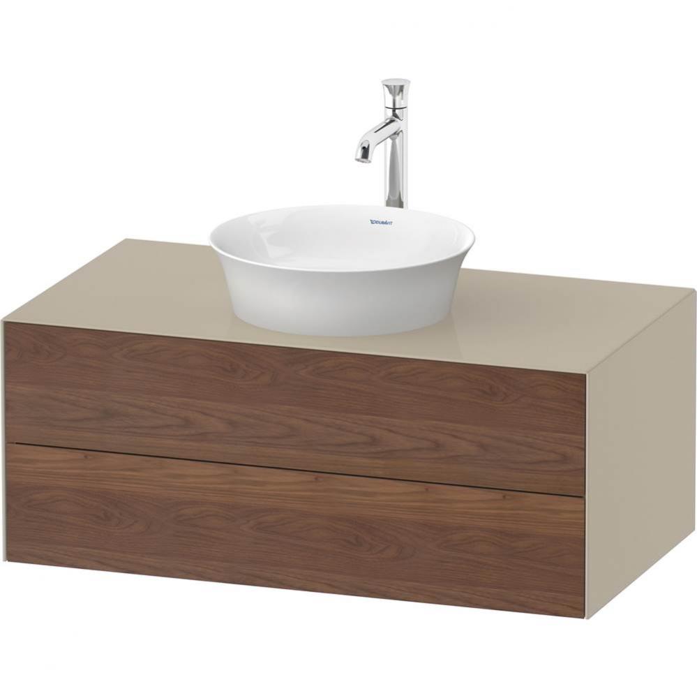 White Tulip Wall-Mounted Vanity Unit American Walnut Solid/Taupe High Gloss