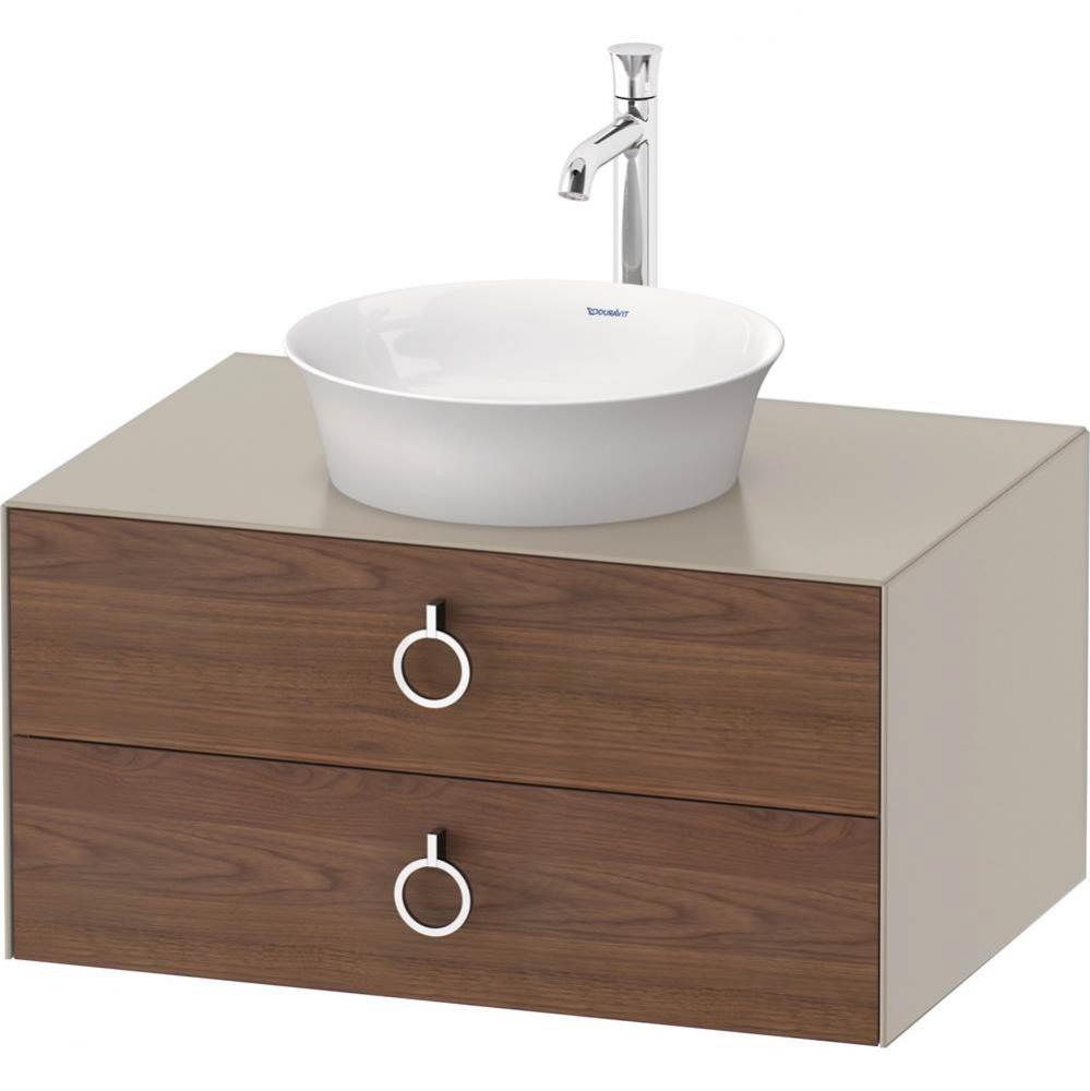 White Tulip Wall-Mounted Vanity Unit American Walnut Solid/Taupe Satin Matte