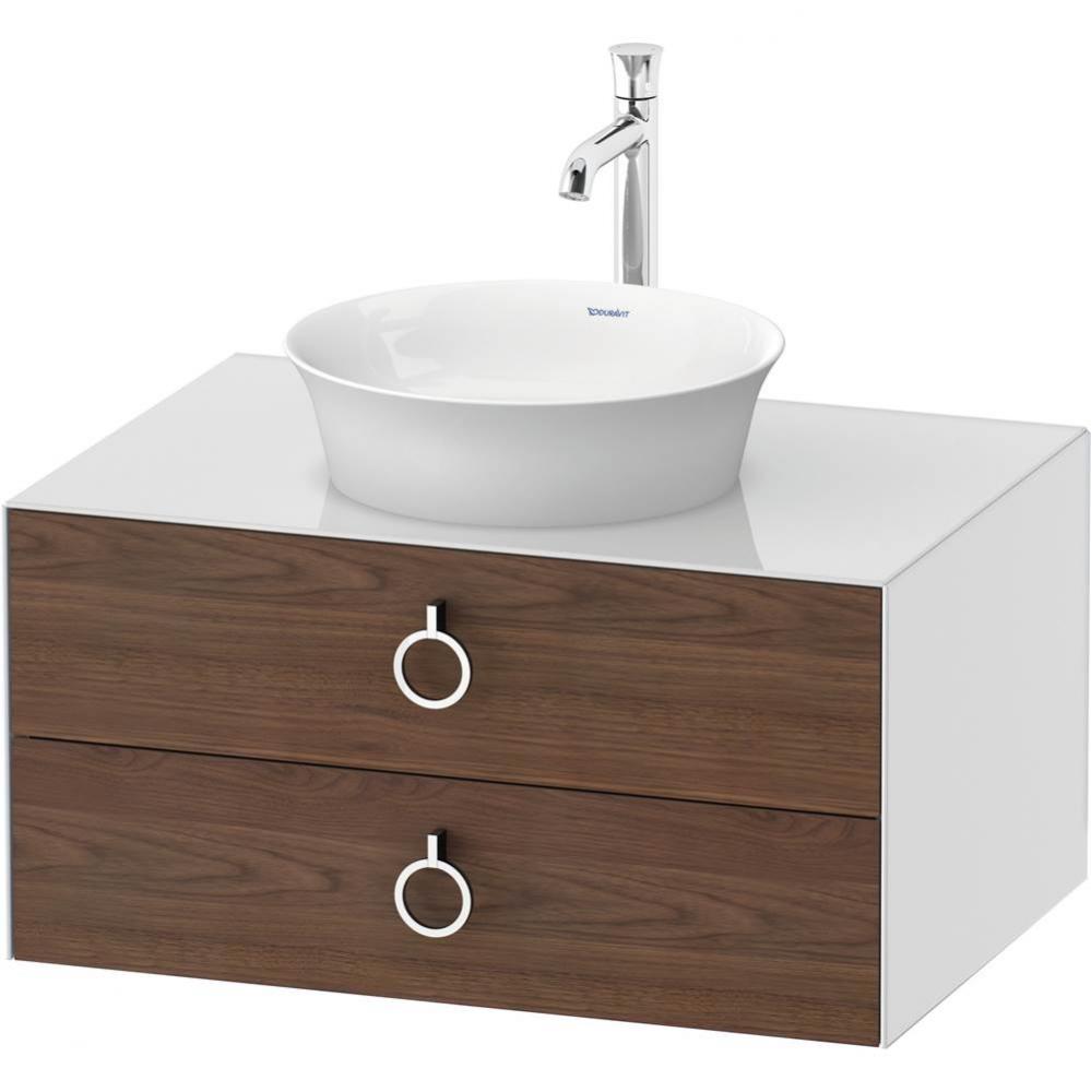 White Tulip Wall-Mounted Vanity Unit American Walnut Solid/White High Gloss