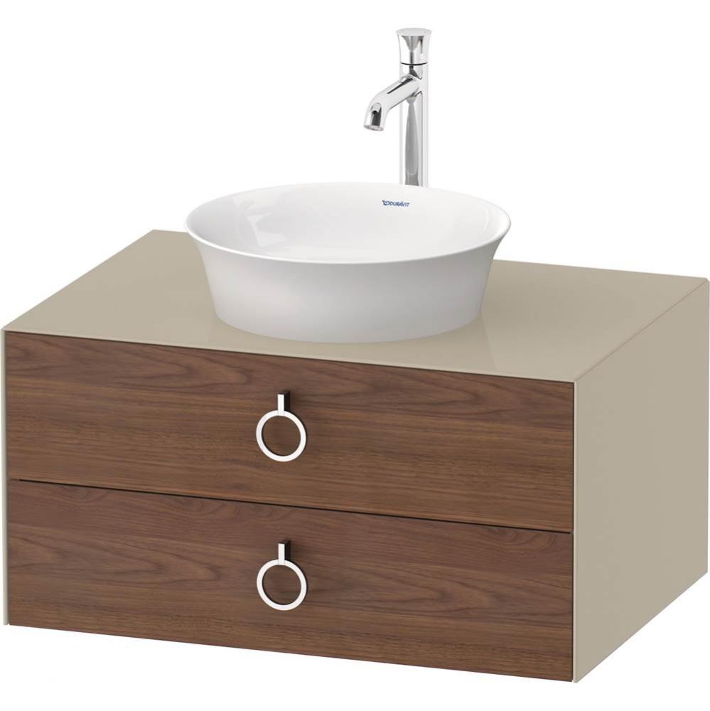 White Tulip Wall-Mounted Vanity Unit American Walnut Solid/Taupe High Gloss