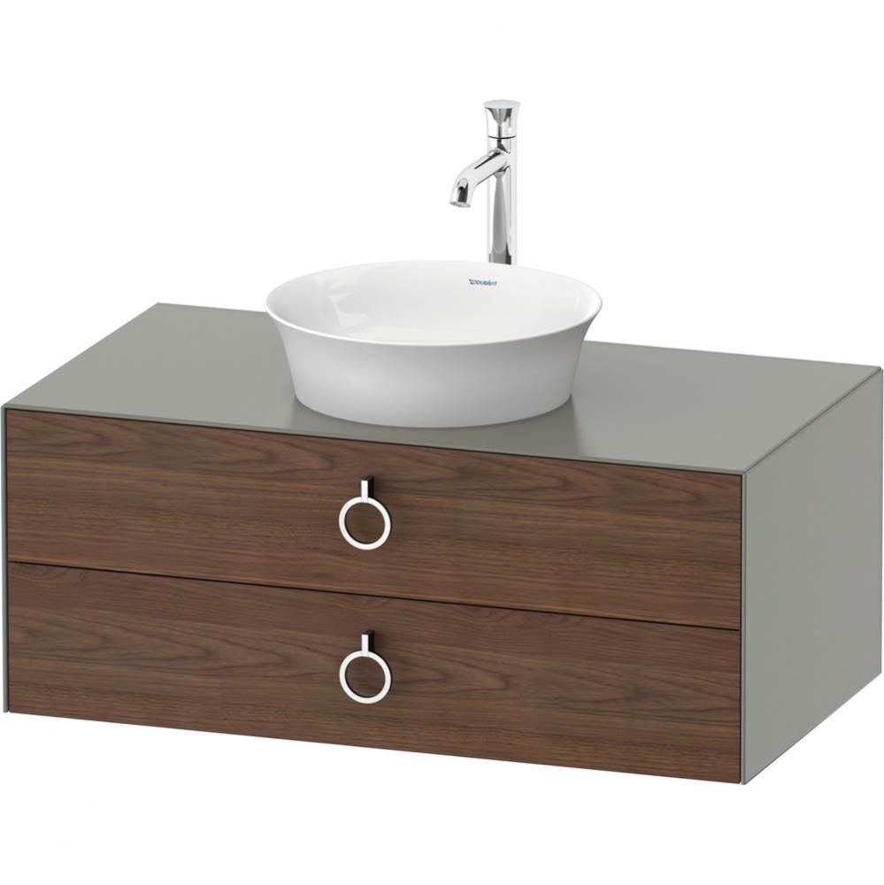 White Tulip Wall-Mounted Vanity Unit American Walnut Solid/Stone Gray Satin Matte