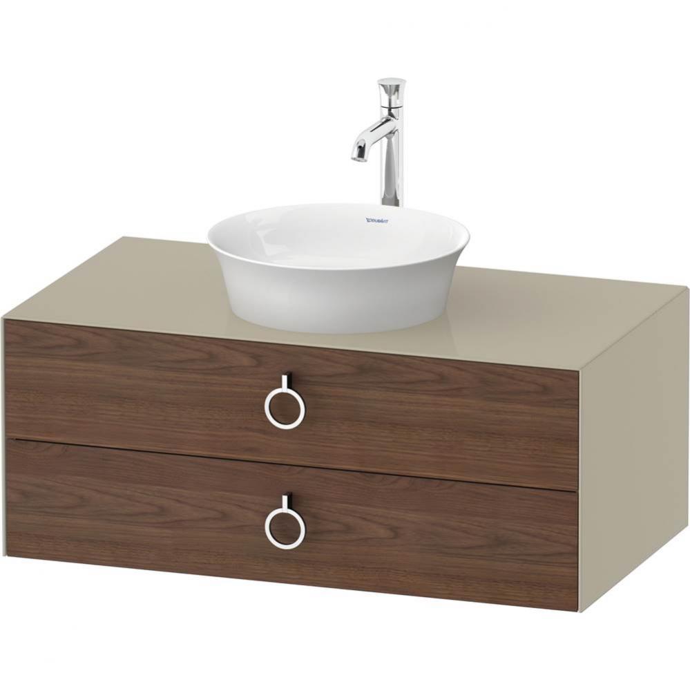 White Tulip Wall-Mounted Vanity Unit American Walnut Solid/Taupe High Gloss