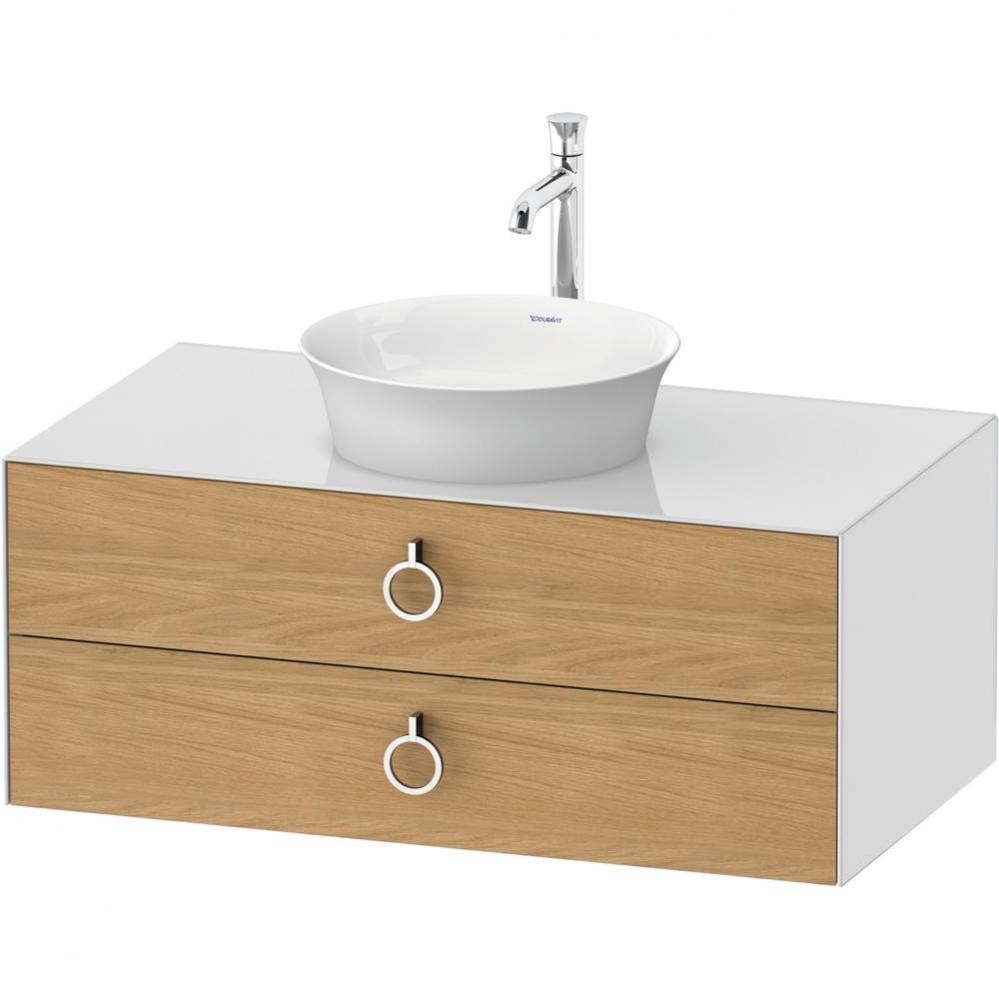 White Tulip Wall-Mounted Vanity Unit Natural Oak Solid/White High Gloss