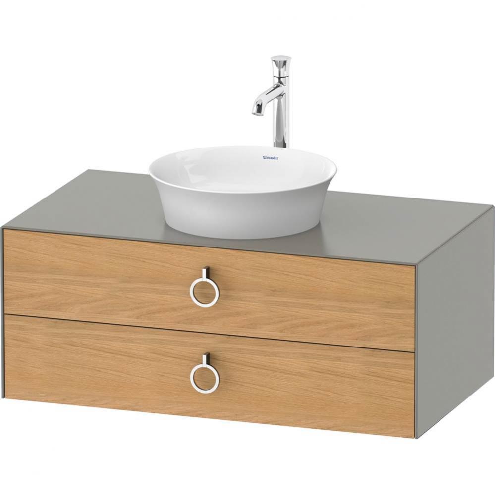 White Tulip Wall-Mounted Vanity Unit Natural Oak Solid/Stone Gray Satin Matte