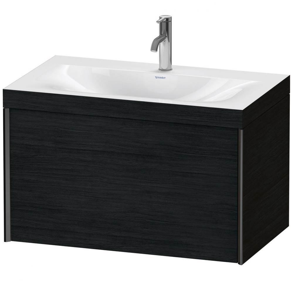 XViu One Drawer C-Bonded Wall-Mount Vanity Kit Oak Black