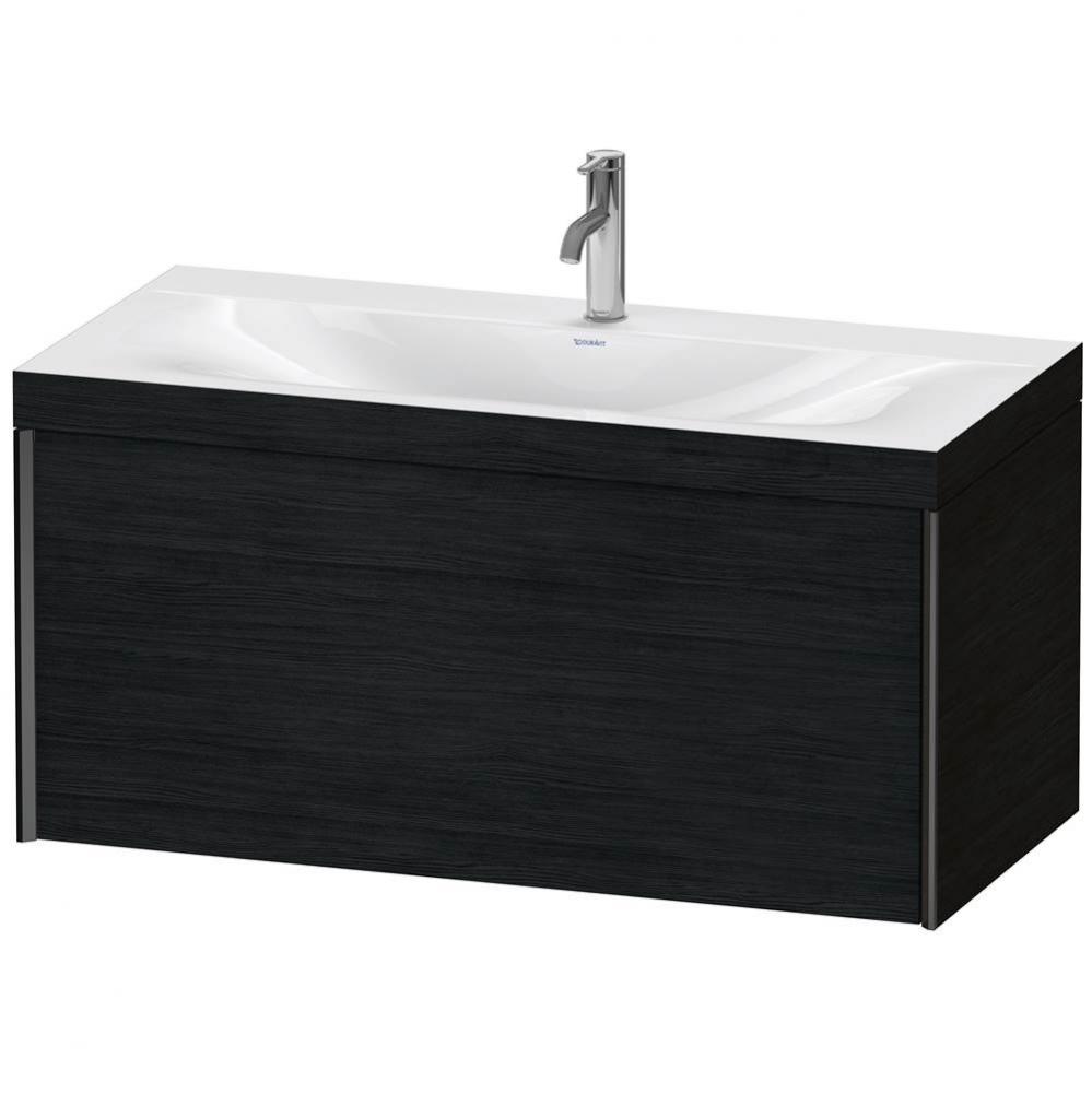 XViu One Drawer C-Bonded Wall-Mount Vanity Kit Oak Black