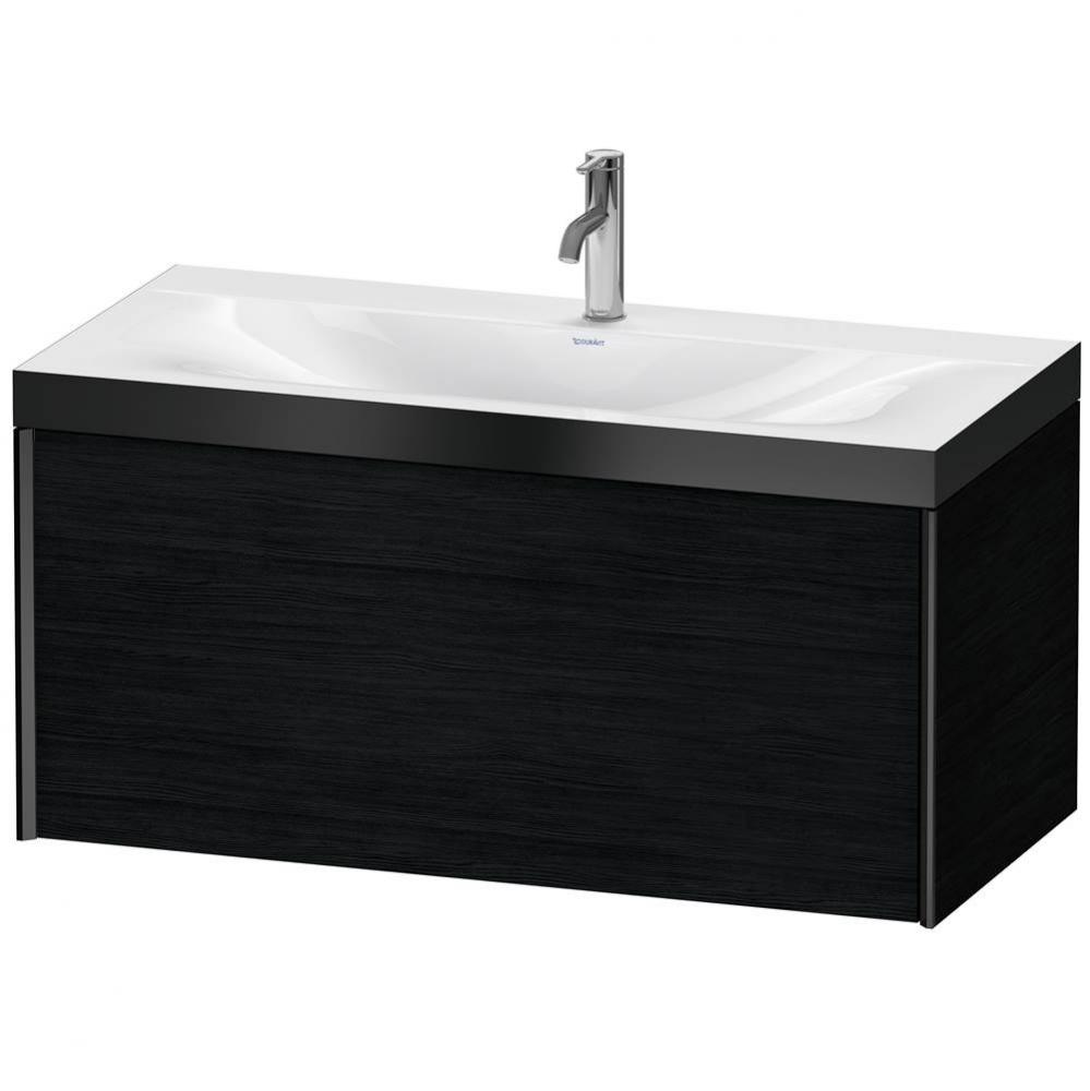 XViu One Drawer C-Bonded Wall-Mount Vanity Kit Oak Black