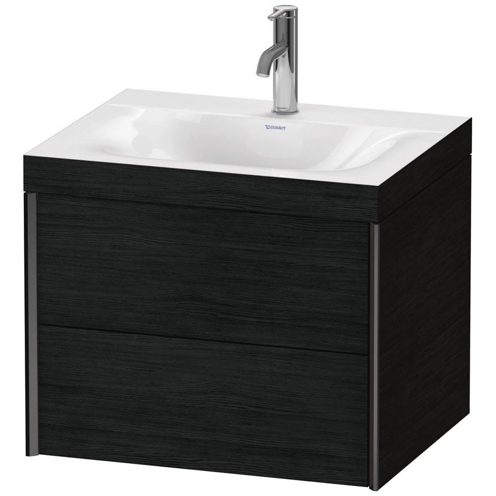 XViu Two Drawer C-Bonded Wall-Mount Vanity Kit Oak Black