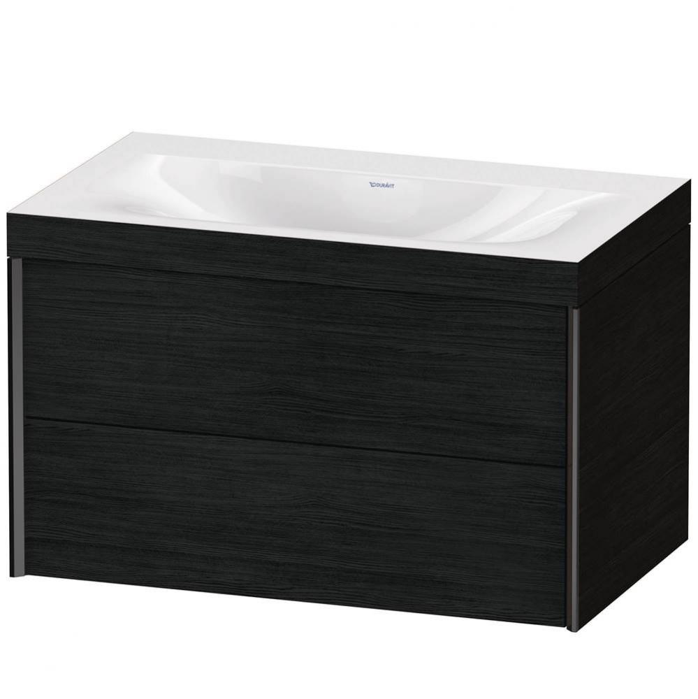 XViu Two Drawer C-Bonded Wall-Mount Vanity Kit Oak Black