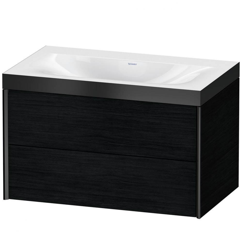 XViu Two Drawer C-Bonded Wall-Mount Vanity Kit Oak Black