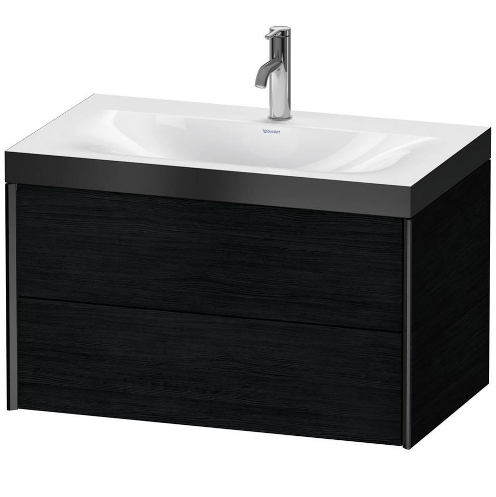 XViu Two Drawer C-Bonded Wall-Mount Vanity Kit Oak Black