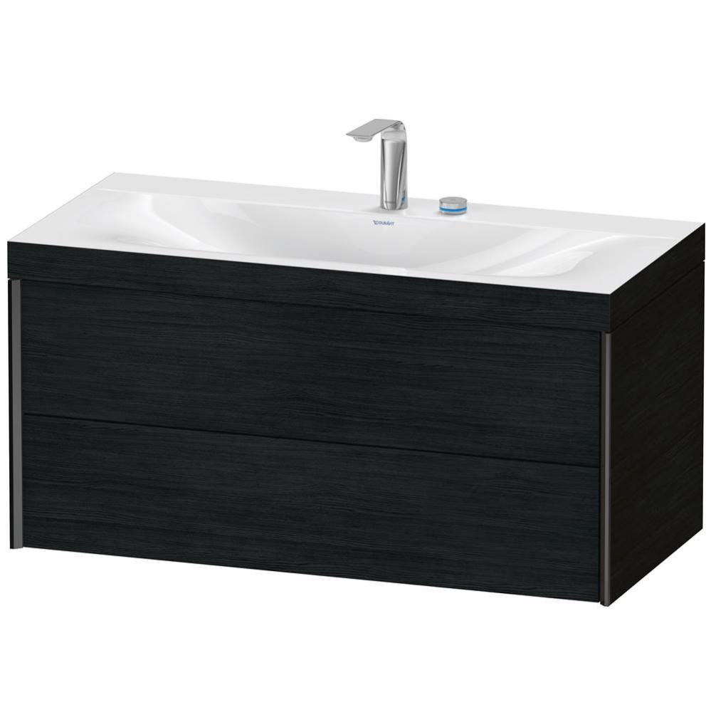 XViu Two Drawer C-Bonded Wall-Mount Vanity Kit Oak Black