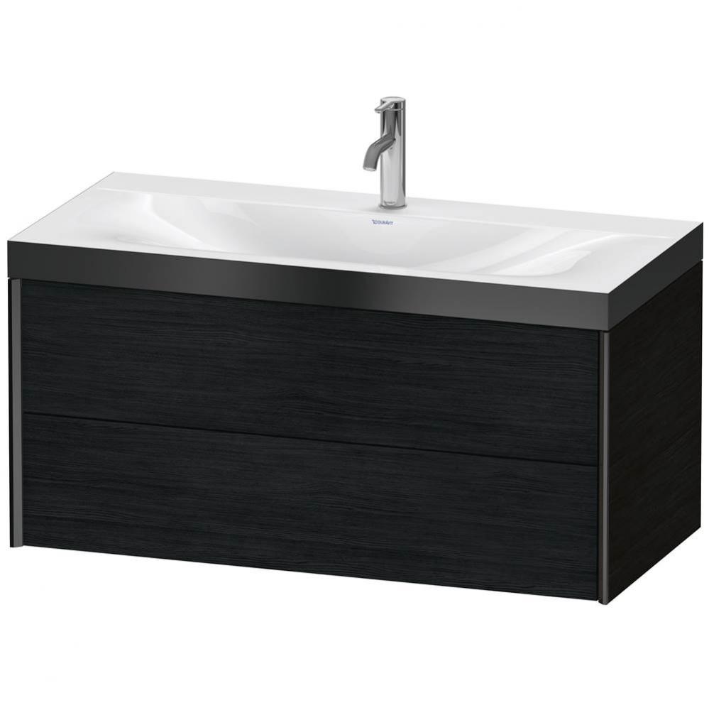 XViu Two Drawer C-Bonded Wall-Mount Vanity Kit Oak Black