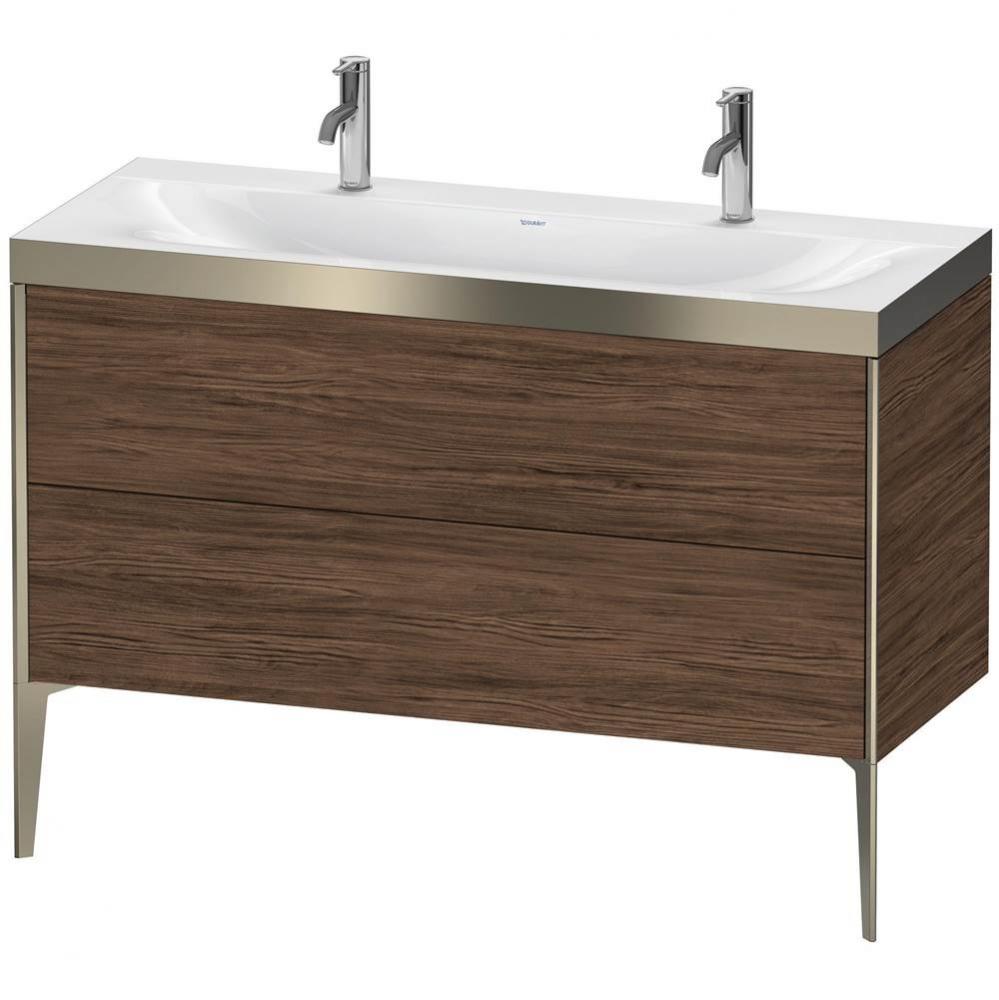 Duravit XViu Two Drawer C-Bonded Floorstanding Vanity Kit Walnut Dark