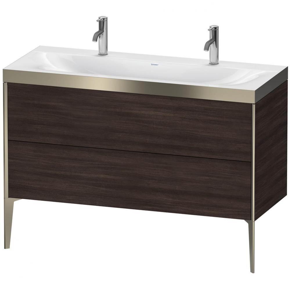 Duravit XViu Two Drawer C-Bonded Floorstanding Vanity Kit Chestnut Dark