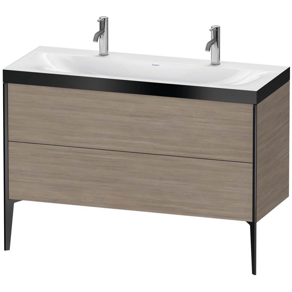 Duravit XViu Two Drawer C-Bonded Floorstanding Vanity Kit Silver Pine