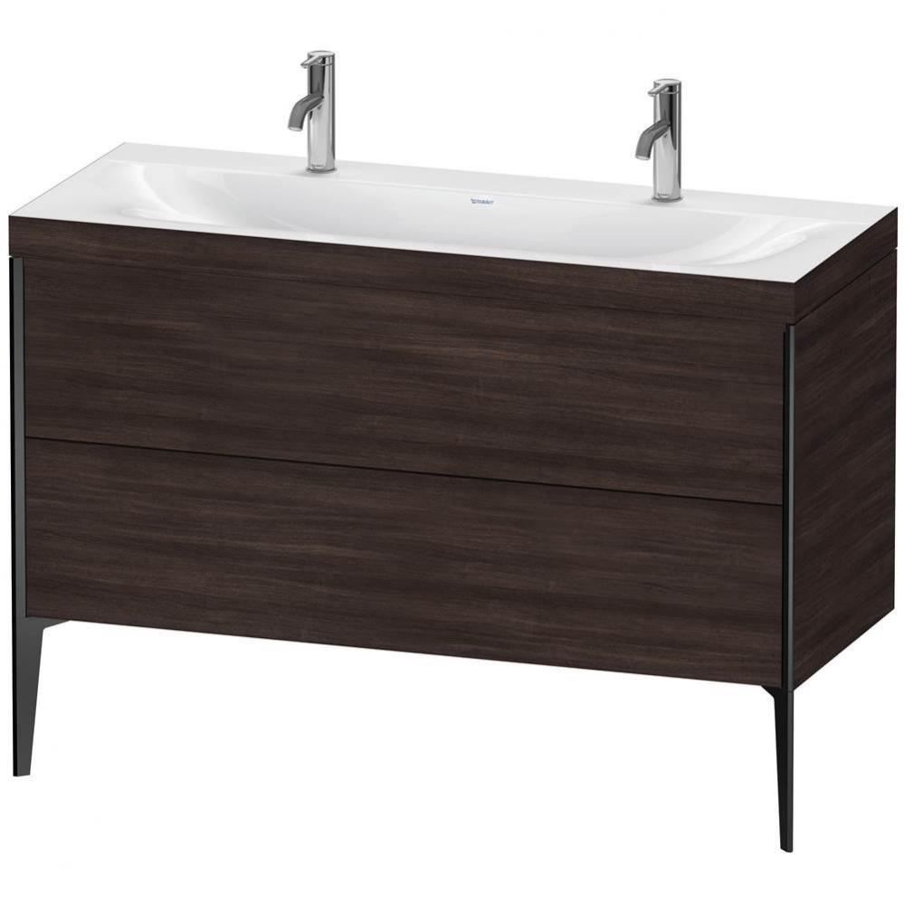 Duravit XViu Two Drawer C-Bonded Floorstanding Vanity Kit Chestnut Dark