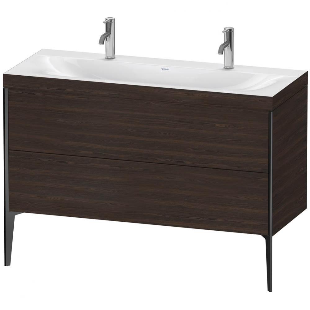 XViu Two Drawer C-Bonded Floorstanding Vanity Kit Walnut Brushed