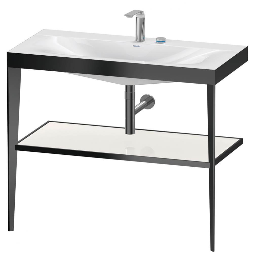 XViu C-Bonded Vanity Kit with Sink and Metal Console White|Black