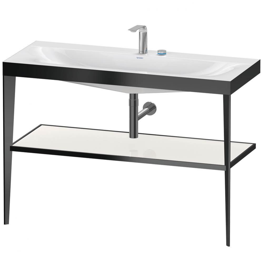 XViu C-Bonded Vanity Kit with Sink and Metal Console White|Black