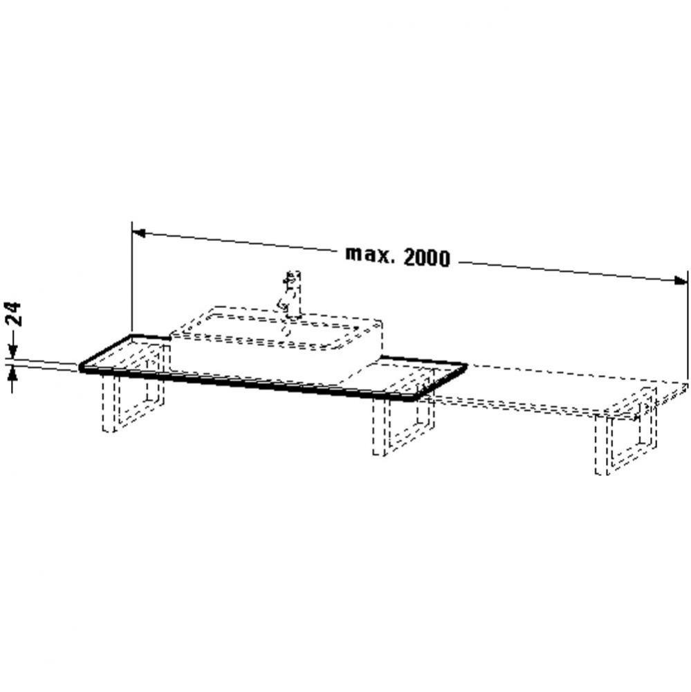 HD2 Variable Console, f. corner lef 24xVARx480mm, 1 cut out White