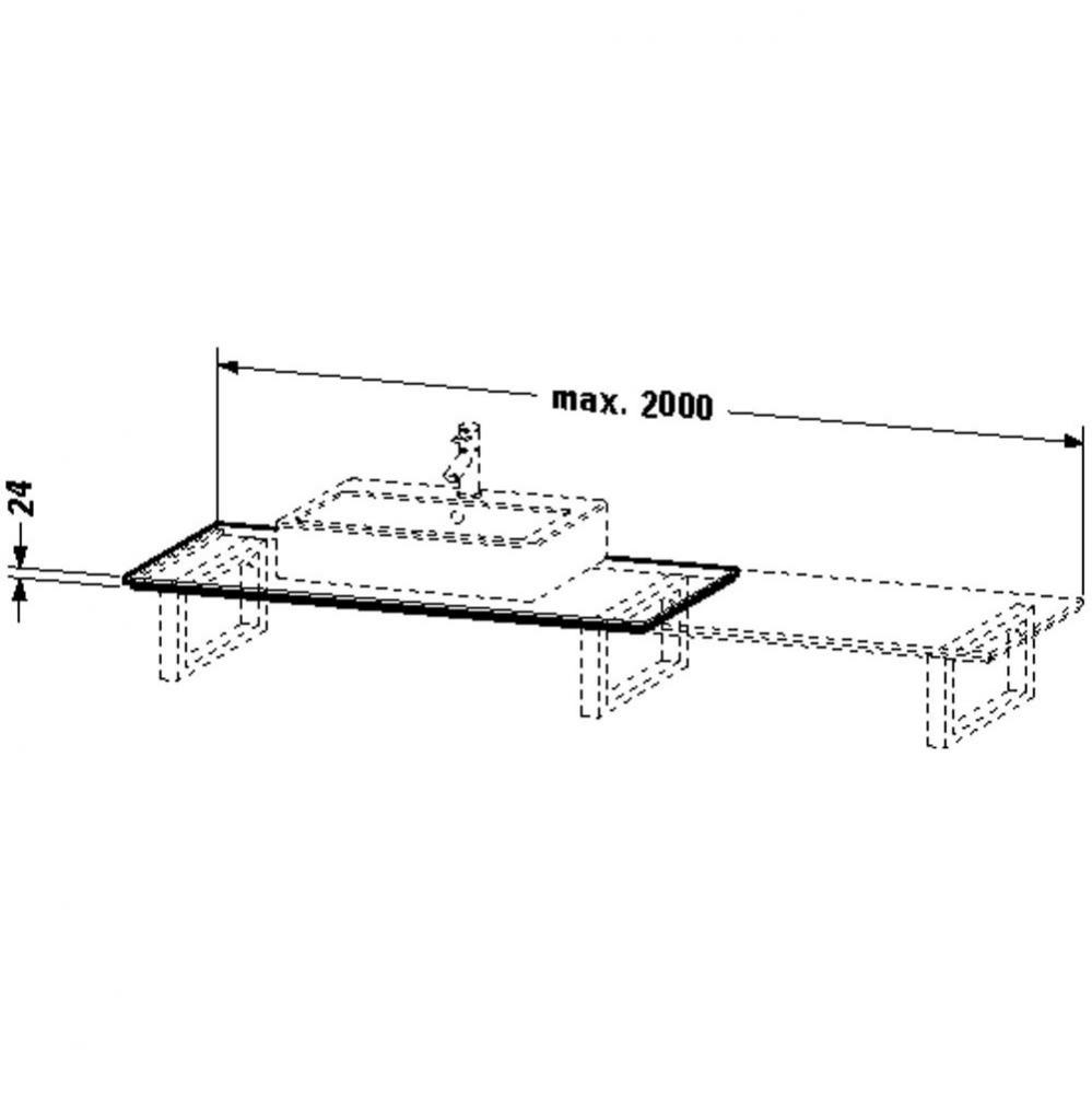 HD2 Variable Console, f. back to wa 24xVARx480mm, 1 cut out White