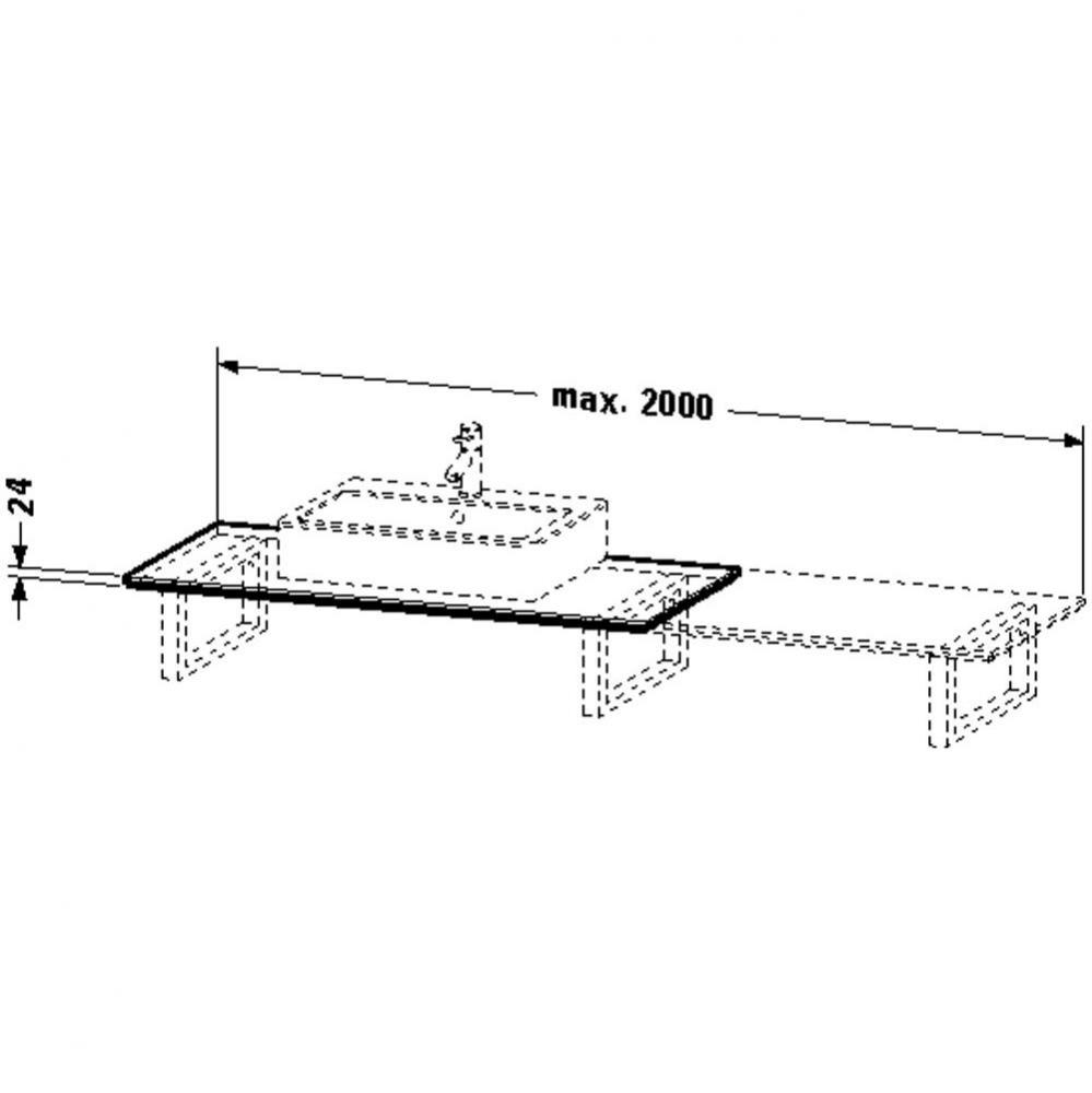 HD2 Variable Console, f. corner lef 24xVARx550mm, 1 cut out Euro