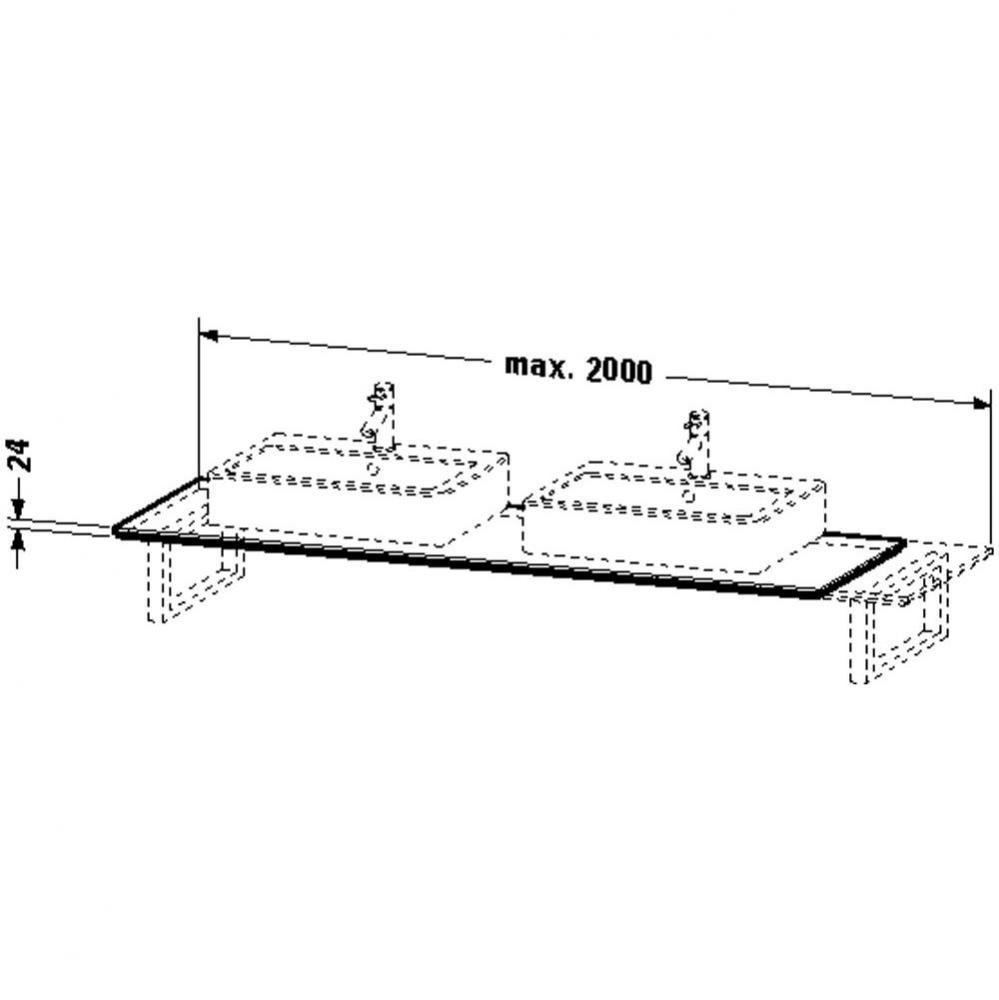 HD2 Variable Console, f. corner lef 24xVARx550mm, 2 cut out White