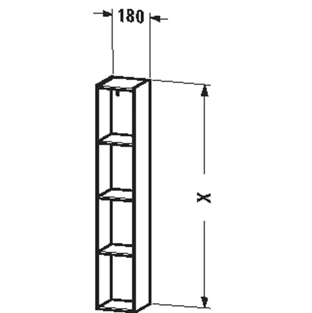 Duravit L-Cube Wall Shelf with Four Compartments Chestnut Dark